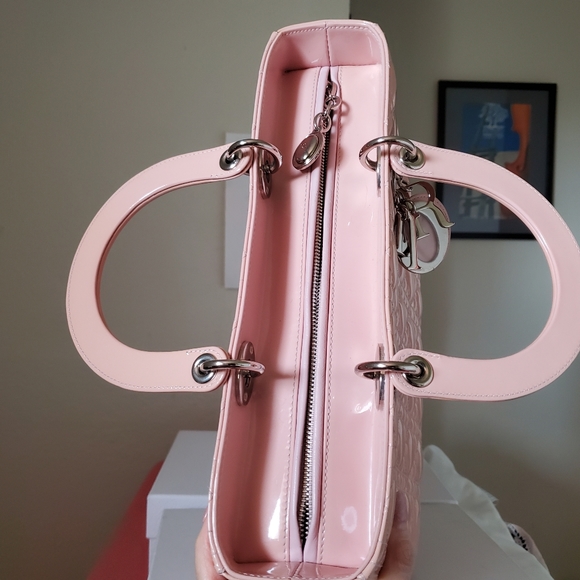 Lady Dior pink patent silver hard ware large bag - Picture 2 of 14